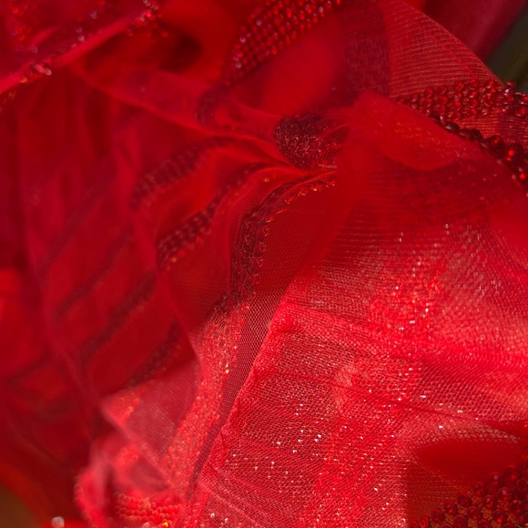 Glitter Print Short Bustier Corset Dress by Nox Anabel T792 in Red - Picture 10 of 10